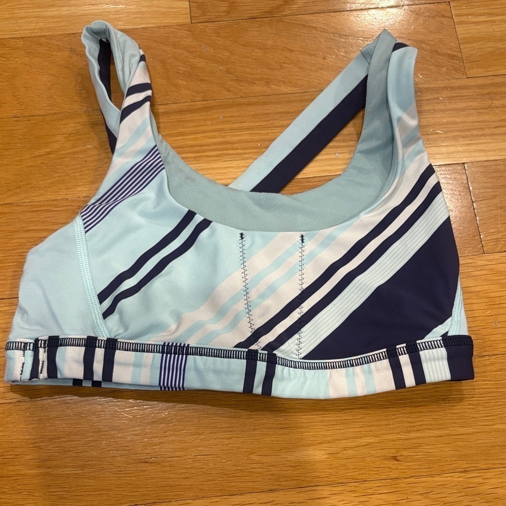 Lululemon Athletica Striped Aqua and Navy Bra